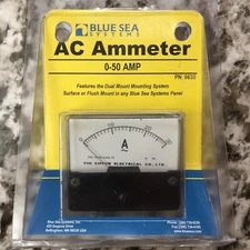 Blue Sea Systems 9630 AC Analog Ammeter 0-50 Amp w/ Coil Backlit Meter NEW