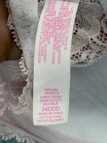 Victoria's Secret Dream Angels Sexy Lined Pink Rhinestone Lace Bra 34DDD - Picture 5 of 9