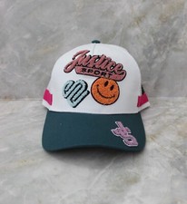 Justice Girls Baseball Style Hat Gray with Green Brim One Size NWT