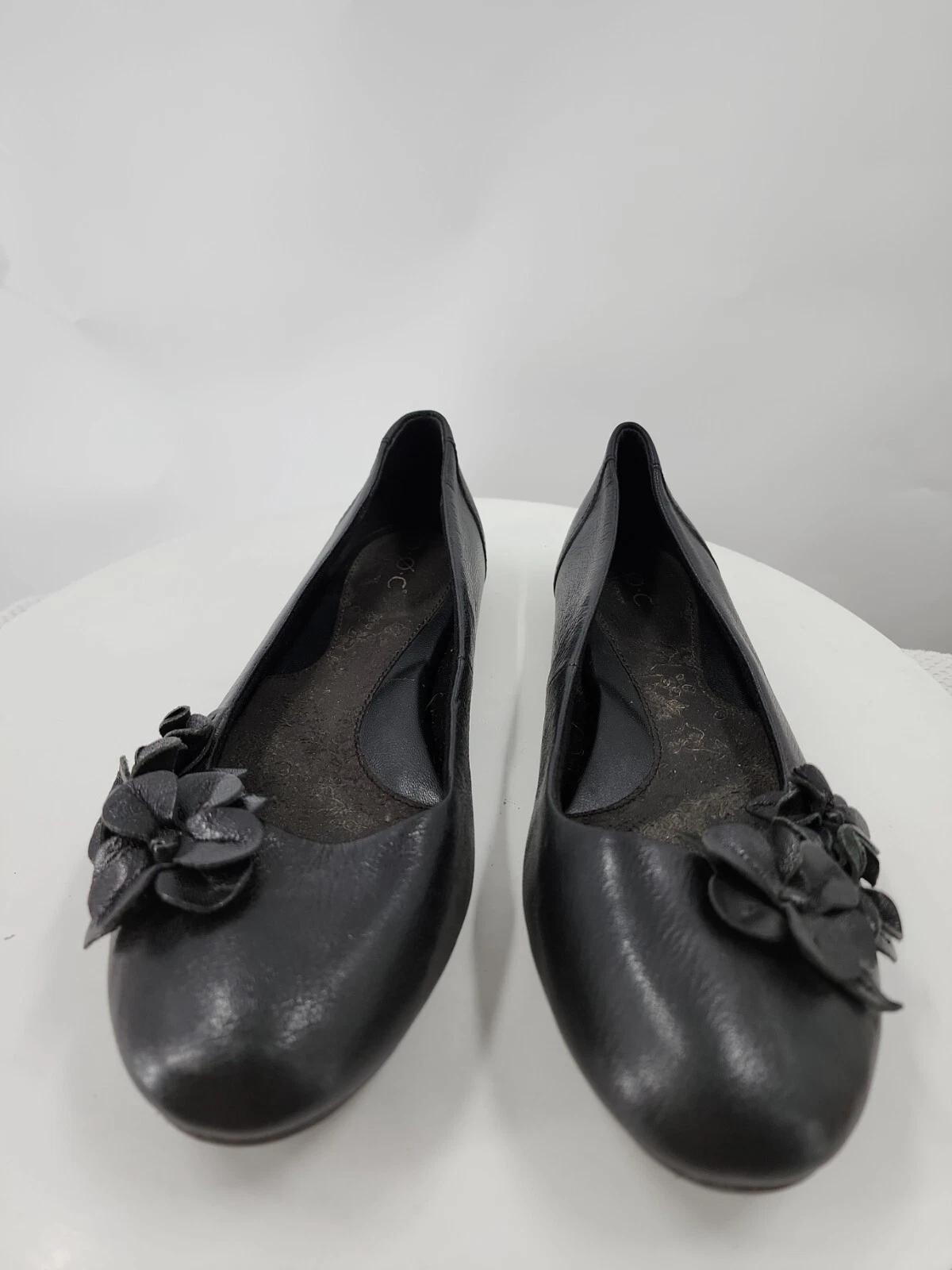 BOC Born ballet Flats Size 9.5 Womens Black 3D Flower Shoes