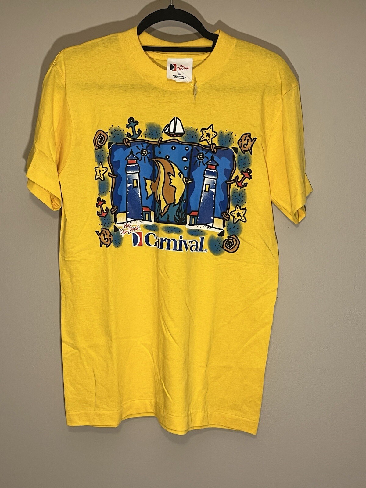 NWT Vintage Carnival Cruise Line Short Sleeve Shirt Single Stitch Size Small (A)