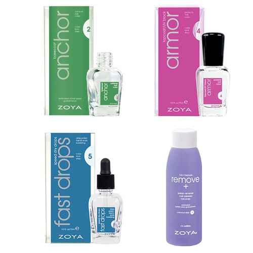 Zoya Nail Polish Armor Top Coat, Anchor Base Coat, Fast Drops, 2 Oz