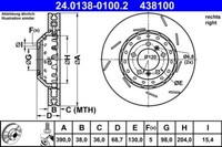 2X ATE 24.0138-0100.2 Bremsscheibe FüR Porsche