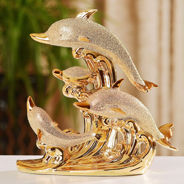 Ceramic Dolphin Statue Home Decoration Accessories Ornament eBay