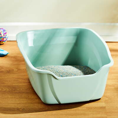 Extra-Large High Sided Open Cat Litter Box Stain and Odor Resistant