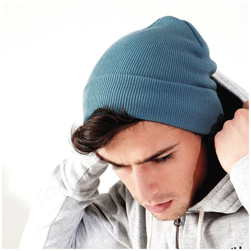 Cappello Homme Femme D'Hiver Long Beechfield Bonnet Cuffia Hiver 50 Couleurs - Photo 2/4
