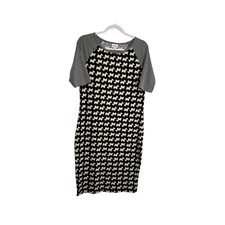 LulaRoe Julia Scottie Dog Black Red White Midi Dress Womens Size M