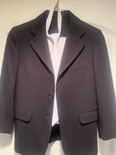 Perry Ellis Boys Communion Suit Size 8, Navy Jacket, White Pants, INCL Tie