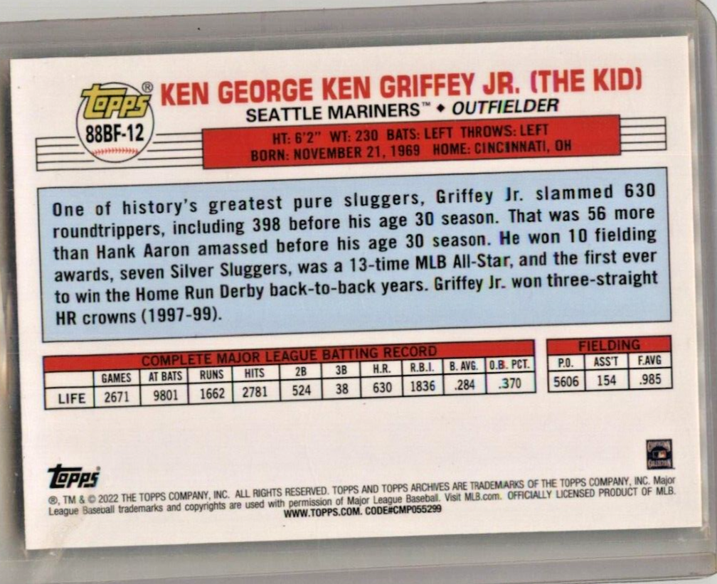 2022 Topps Archives KEN GRIFFEY JR. Big Foil #88BF-12 SEATTLE