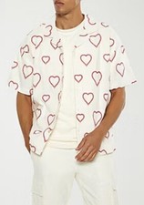Betsey Johnson x Forever 21 Mens Button Down Hearts Short Sleeve Shirt SZ M NWOT