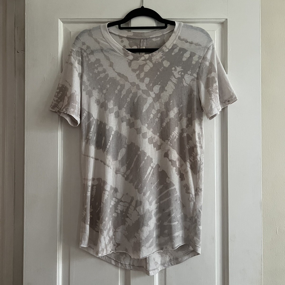 Raquel Allegra Soft White Taupe Grey Tie Dye Jersey Tee T
