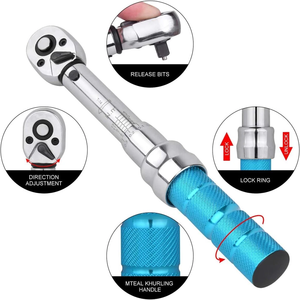 Llave dinamométrica azul para bicicleta 1 4 unidades 2 0 14 0 Nm con kit de herramientas de 15 piezas Foto 3 de 4