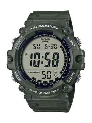 Casio AE1500WHX-3AV, Chronograph Watch, Green Resin Band, Alarm, Illuminator