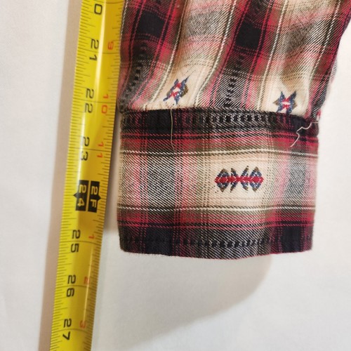 Mossimo Flannel Shirt Mens Med Button Long Sleeve Red Cream Gray Southwest Print - Picture 18 of 21