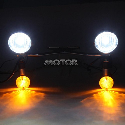 Headlight Passing Spotlight Assembly Spot Fog Light Bar Turn Signals Bracket Kit - Picture 2 of 12
