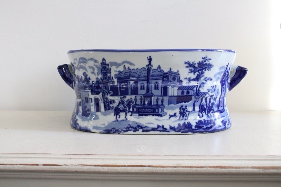 Chinoserie Blue and White Foot Bath eBay