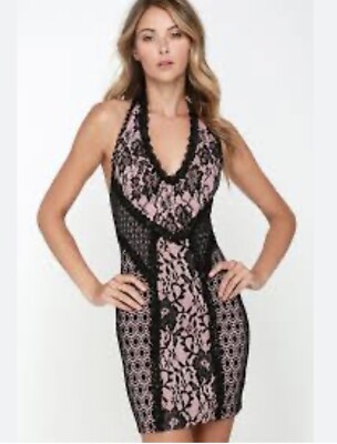 NWT Gold Label Wow Couture Haute Shot Pink/Black Lace Bodycon Dress -S |  eBay