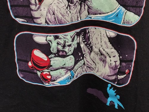 BOXING DINOSAURS Black XL T-Shirt - Triceratop And T-Rex Jurassic Shirt Woot - Picture 7 of 17