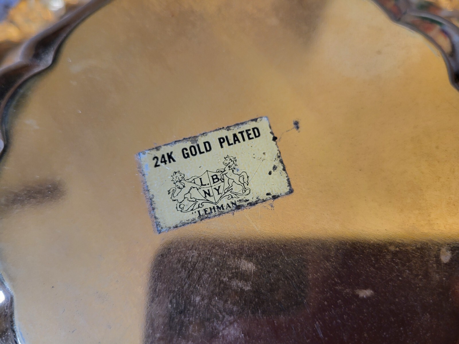 Vintage LBNY 24k Gold Plated Scalloped Bowl Serving Dish Lehman Brothers 10.5"