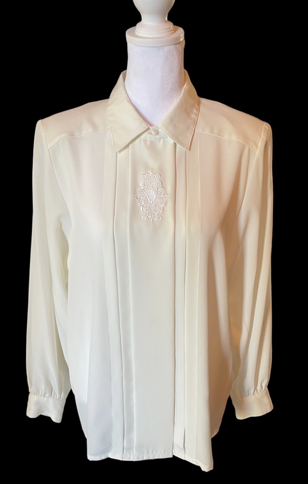 SAINT LAURENT Camicia Yves St Clair donna 12 spalline con bottoni in seta manica lunga avorio