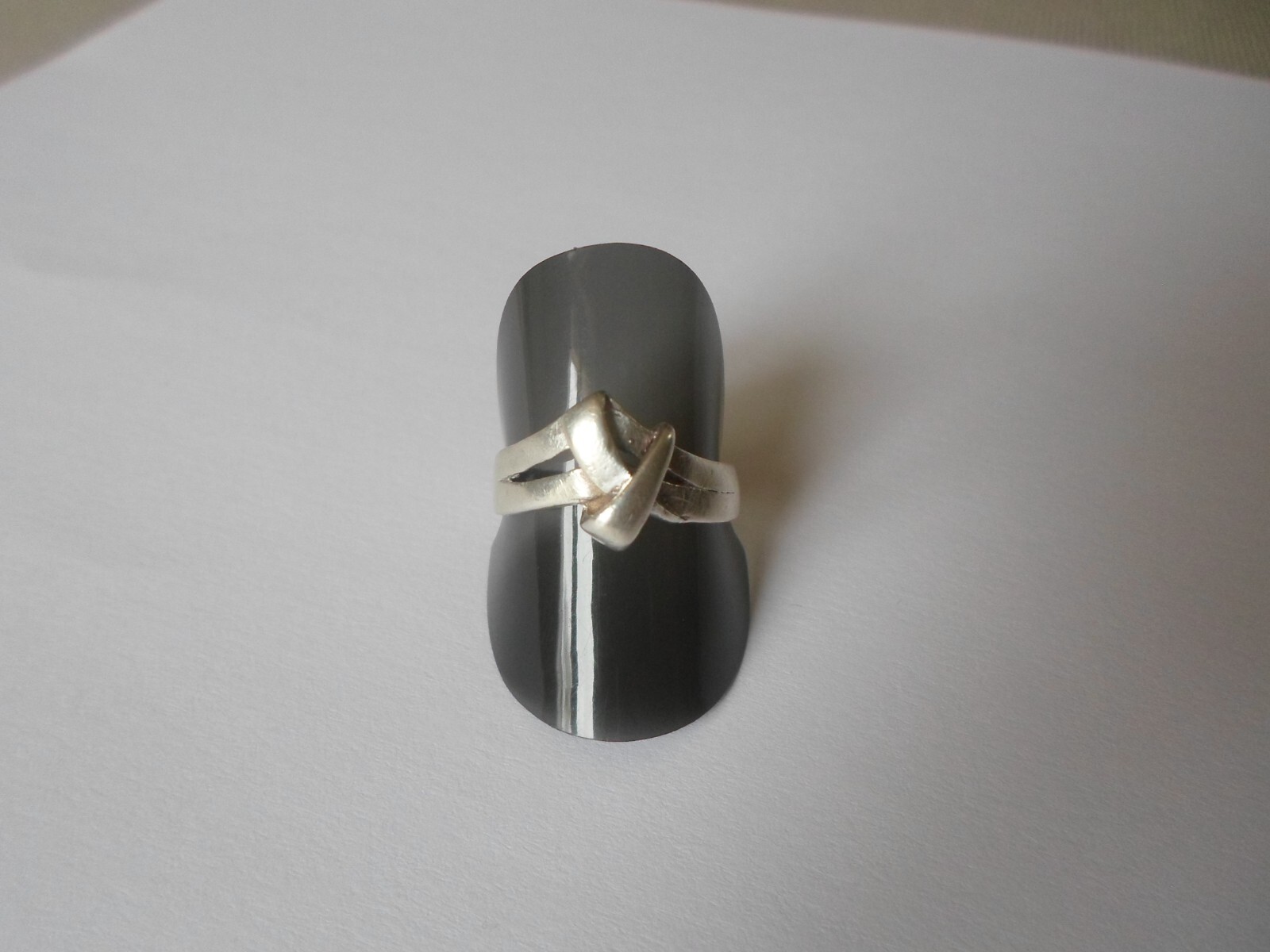 solid silver ring, openwork, crossed, size 58 - image 7