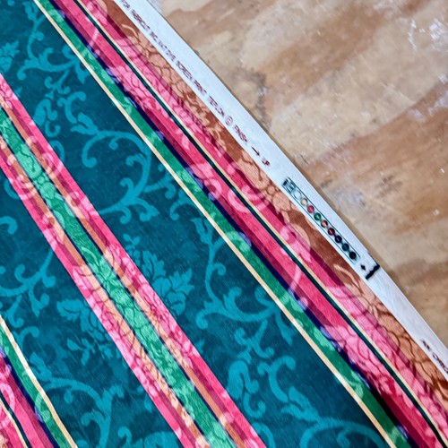 vtg fabricut upholstery fabric stanley king stripes green red 9 yards - Picture 7 of 12