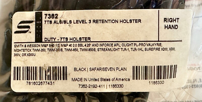 Safariland 7362 ALS/SLS Level 3 7TS RH Duty Holster, S&W M&P 9/40