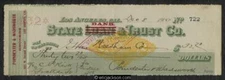 Bank Check, RN-X7 Los Angeles, California. State Bank & Trust Co.