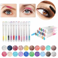 Glitter Disposable Eyelash Brush Applicator Extension Mascara WandsPlastic Tube✔