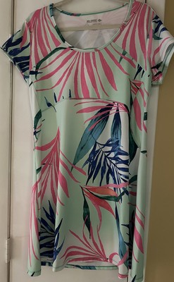 Reel Legends SZ L  Tropical   Keep It Cool Stretch Dress Keyhole Back NWOT