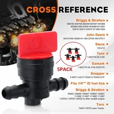 For Briggs & Stratton 494768 698183 1/4 Inline Gas Fuel Shut off Valve 5PACK