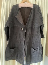 Grizas Grey/aubergine Jacket Size: Large Fit Uk 14-16 Linen &silk
