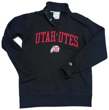 Champion University Of Utah Utes Sweatshirt Mens Small Black Long Sleeve Zip