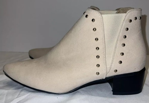Seven7 Botas Mujer 8 Pixie Botines Crema Imitación Cuero Punta Tachonado - Imagen 5 de 12