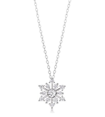 Ivy & Bauble Winter Wonder CZ Snowflake Necklace in White Gold Plating, 16'' + 2''
