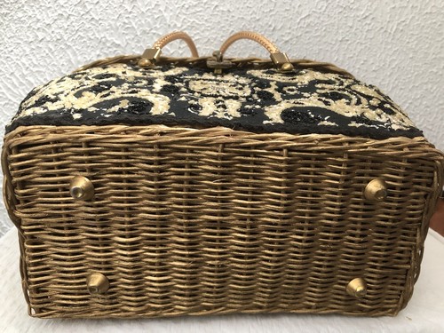 BORSA vintage anni '60 Midas of Miami cestino vimini tono oro nero dettaglio perline - Foto 3 di 12