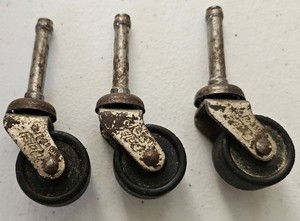 A Lot of 3 Vintage Wood Castor Wheels