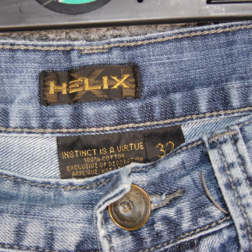 Pantalones Cortos Helix Para Hombres 32 Azul Denim Jean Pantalones Cortos Lavado Medio Sueltos Sueltos Tipo Y2K JNCO Foto 3 de 4