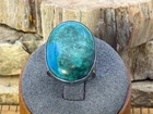 Vintage Southwestern Sterling Silver Large Chrysocolloa Ring sz 6--462.26