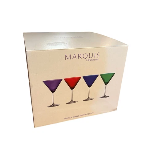Marquis Waterford Crystal Vintage Jewels Martini Glasses Red Green Blue Purple