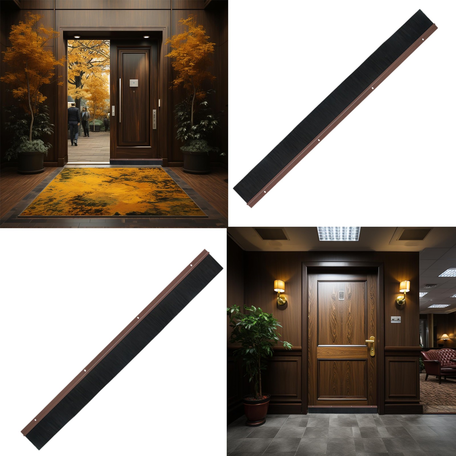 Brown 9 Sets 3+0.91 Inches Wide 39.37 Inches Long Garage Door Brush Sweeps Se...