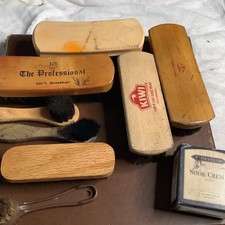 RARE SET OF 8 VINTAGE SHOESHINE BRUSHES HORSEHAIR HIGH QUALITY