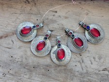 Kuchi Tribal Coin Pendants Kochi Adornment Red 5x 20084 