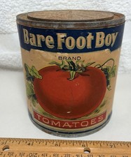 Antique Paper Label Bare Foot Boy Tomatoes Ad...