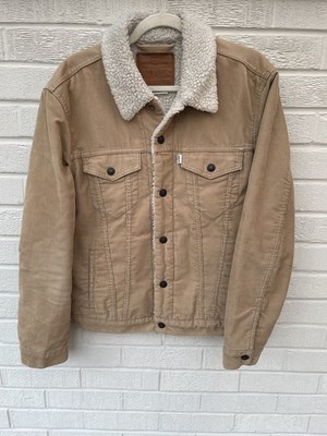 LEVIS Jacke Herren Medium Sherpa Borg Trucker Worker Beige Typ 3 Cord Cord