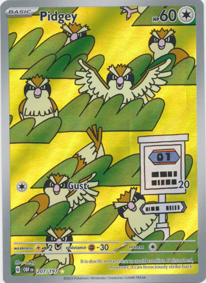 Lightly Played Pidgey - 207/197 - Illustration Rare Pokemon Obsidian Flames