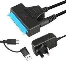 USB 3.0 to SATA Hard Drive Adapter with 12V/2A Power Supply, USB C to SATA Cabl