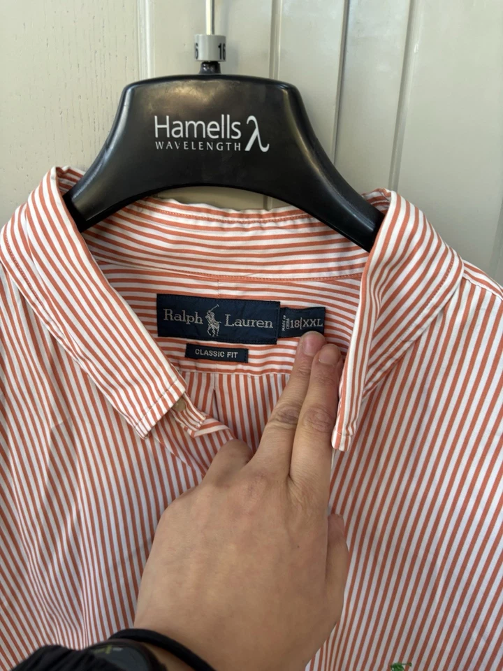 Ralph Lauren Orange Striped Shirt Size XXL Mens Long Sleeve - Image 3 of 4