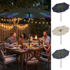 3 m Garden Parasol Umbrella with LED Lights, Patio Umbrella