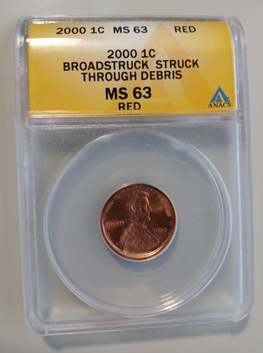 2000 Broadstruck Detriti Colpiti Attraverso ANACS MS 63 Rosso